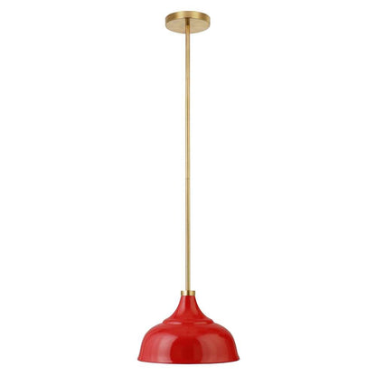 Hudson & Canal - Mackenzie 10.75in Wide Pendant with Metal Shade in Poppy Red/Brass/Poppy Red - PD1450 veiw 1
