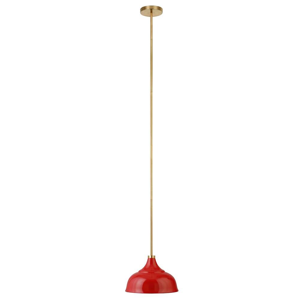 Hudson & Canal - Mackenzie 10.75in Wide Pendant with Metal Shade in Poppy Red/Brass/Poppy Red - PD1450 veiw 3