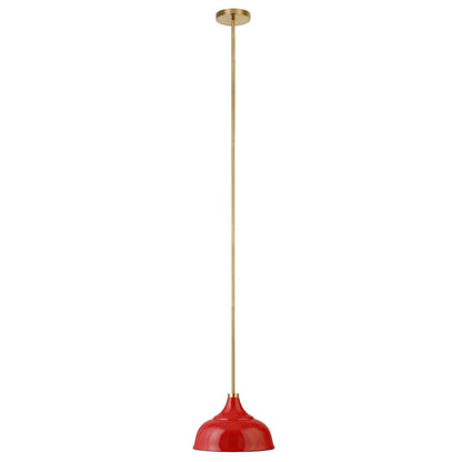 Hudson & Canal - Mackenzie 10.75in Wide Pendant with Metal Shade in Poppy Red/Brass/Poppy Red - PD1450 veiw 3
