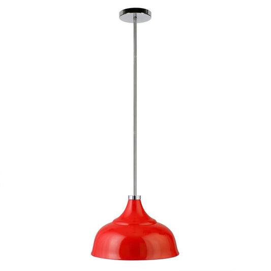 Hudson & Canal - Mackenzie 10.75in Wide Pendant with Metal Shade in Poppy Red/Polished Nickel/Poppy Red - PD1451 veiw 1
