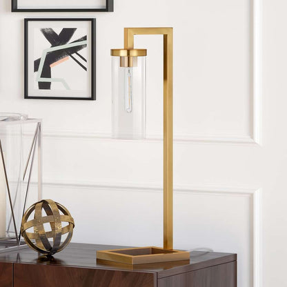 Hudson & Canal - Malva 26in Tall Table Lamp with Glass Shade in Brass/Clear - TL0441 veiw 2