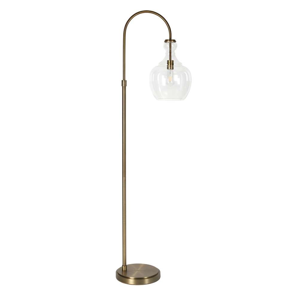 Hudson & Canal - Verona Arc Floor Lamp with Glass Shade in Brass/Clear - FL0267 veiw 1