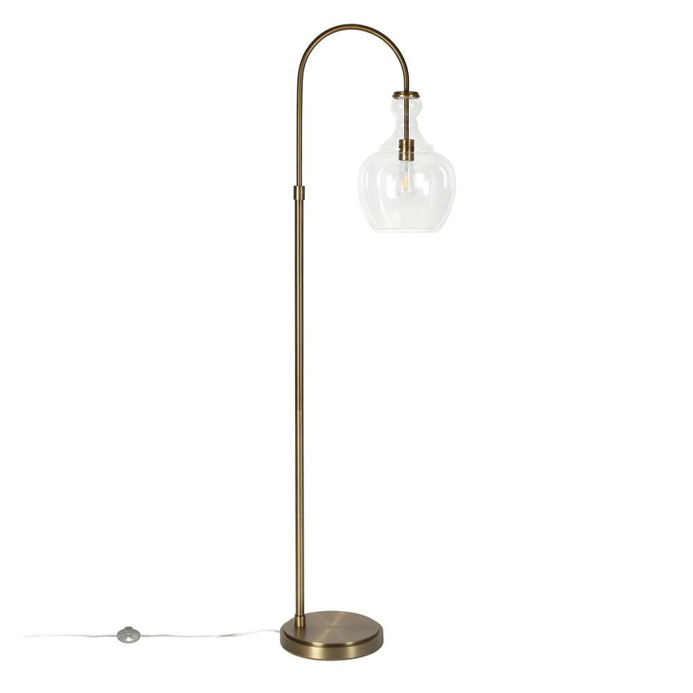 Hudson & Canal - Verona Arc Floor Lamp with Glass Shade in Brass/Clear - FL0267 veiw 3