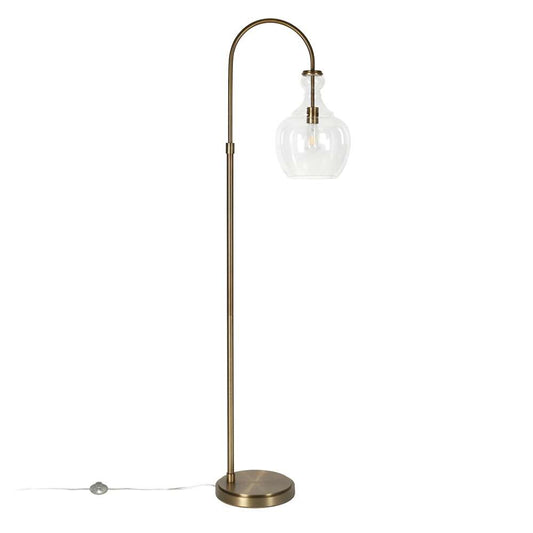 Hudson & Canal - Verona Arc Floor Lamp with Glass Shade in Brass/Clear - FL0267 veiw 3