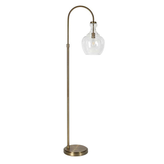 Hudson & Canal - Verona Arc Floor Lamp with Glass Shade in Brass/Seeded - FL0266 veiw 1