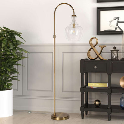 Hudson & Canal - Verona Arc Floor Lamp with Glass Shade in Brass/Seeded - FL0266 veiw 2