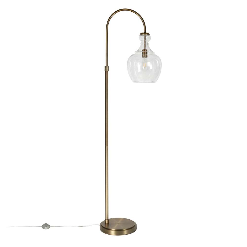 Hudson & Canal - Verona Arc Floor Lamp with Glass Shade in Brass/Seeded - FL0266 veiw 3