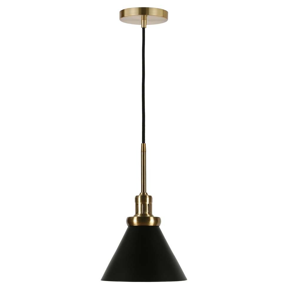 Hudson & Canal - Zeno 8.5in Wide Pendant with Metal Shade in Blackened Bronze/Blackened Bronze - PD0728 veiw 1