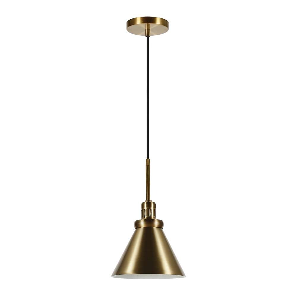 Hudson & Canal - Zeno 8.5in Wide Pendant with Metal Shade in Brass/Brass - PD0327 veiw 1