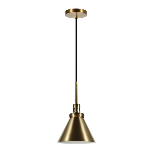 Hudson & Canal - Zeno 8.5in Wide Pendant with Metal Shade in Brass/Brass - PD0327 veiw 1