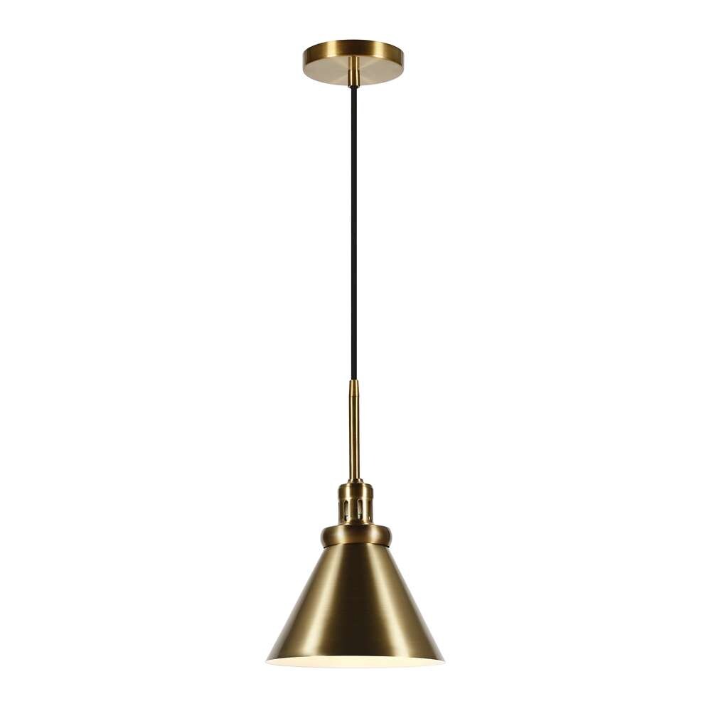 Hudson & Canal - Zeno 8.5in Wide Pendant with Metal Shade in Brass/Brass - PD0327 veiw 3