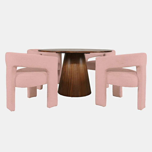 Jofran - Gwen Luxury Mid-Century Modern Five Piece Dining Set with Upholstered Chairs, Pink - 2271-NASHD-4PNK veiw 1