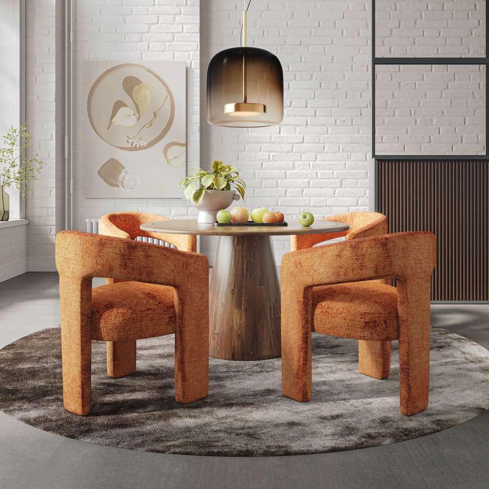 Jofran - Gwen Luxury Mid-Century Modern Five Piece Dining Set with Upholstered Chairs, Rust - 2271-NASHD-4RST veiw 2