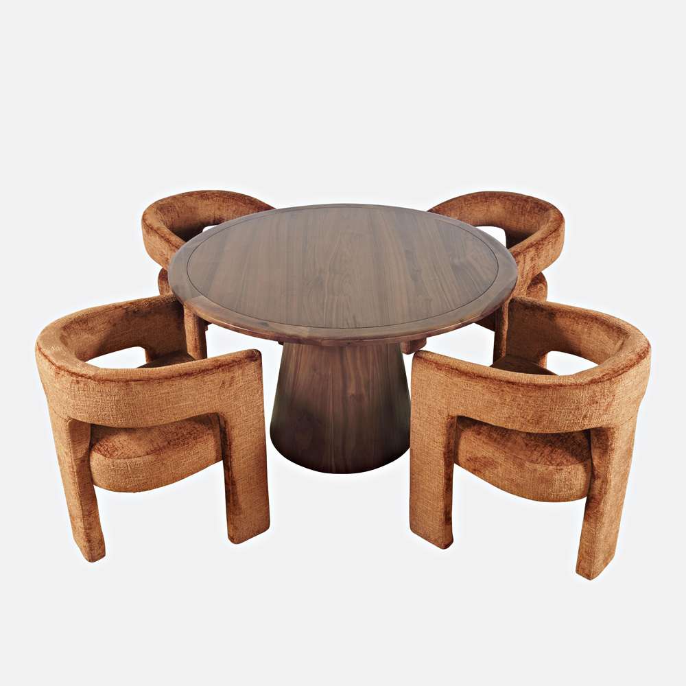 Jofran - Gwen Luxury Mid-Century Modern Five Piece Dining Set with Upholstered Chairs, Rust - 2271-NASHD-4RST veiw 3