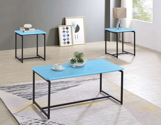 Lilola Home - GT 3 Piece Blue Carbon Fiber Wrap Coffee Table and End Table Set - 98030 veiw 1