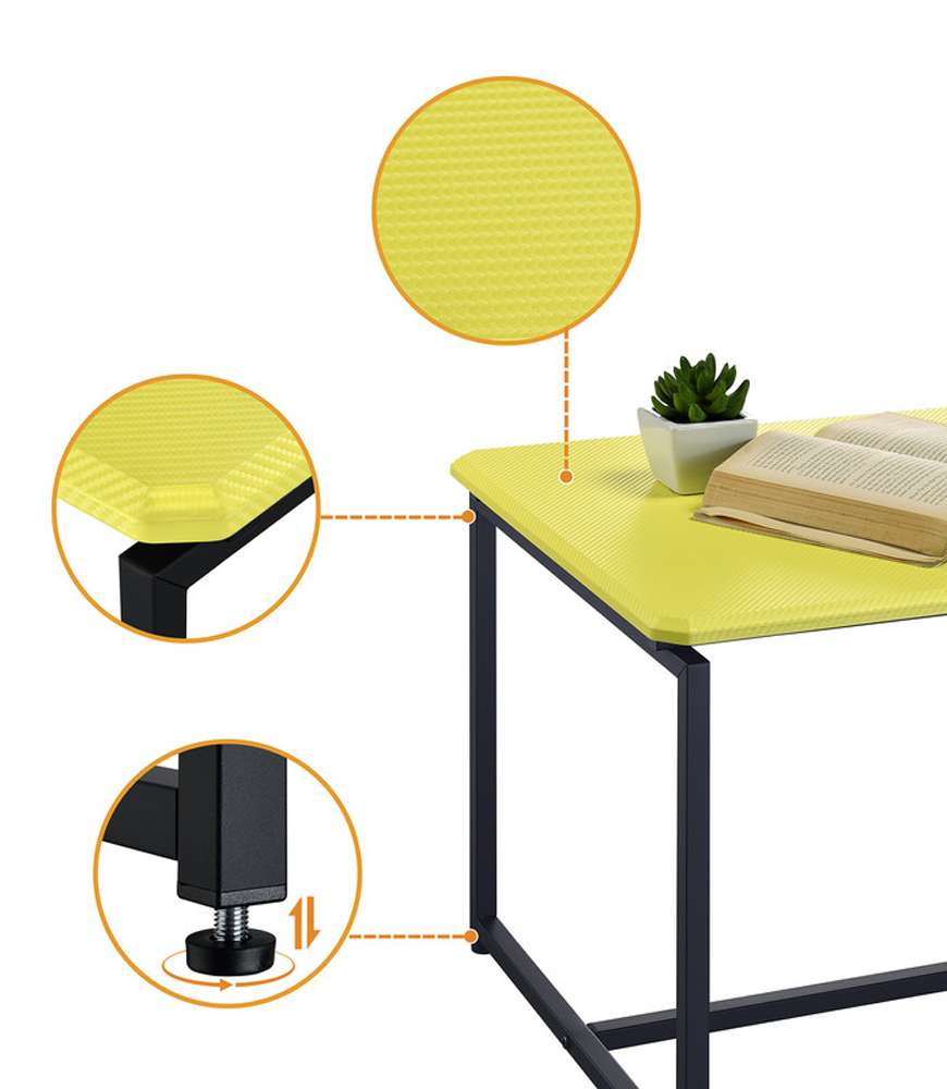 Lilola Home - GT 3 Piece Yellow Carbon Fiber Wrap Coffee Table and End Table Set - 98031 veiw 5