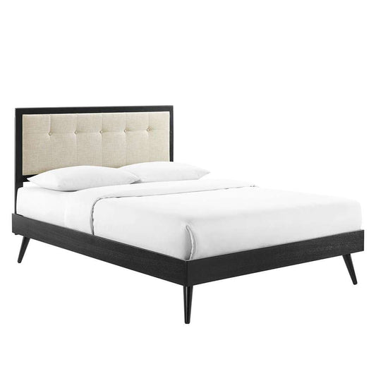 Modway - Willow King Wood Platform Bed With Splayed Legs - MOD-6638-BLK-BEI veiw 1
