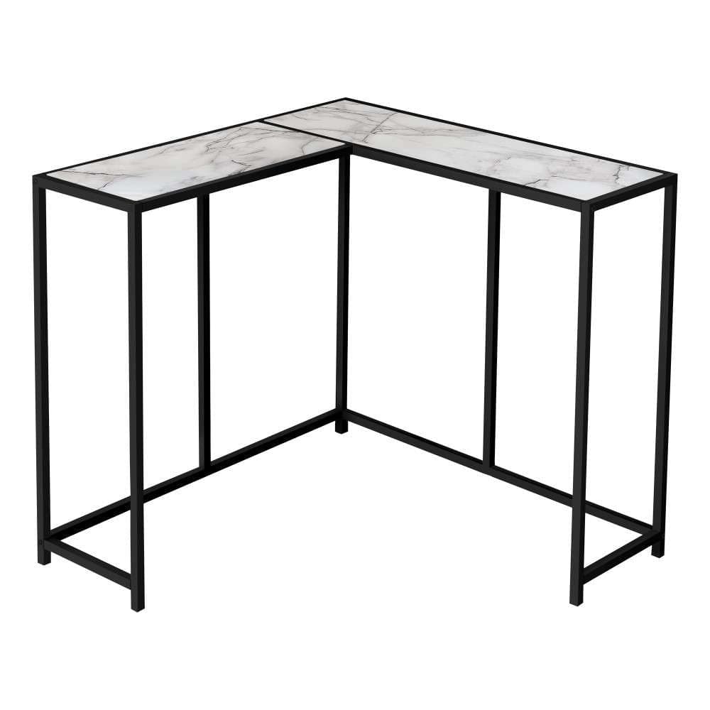 Monarch Specialties - Accent Table, Console, Entryway, Narrow, Corner, Living Room, Bedroom, Metal, Laminate, White Marble Look, Black, Contemporary, Modern - I-2159 veiw 1