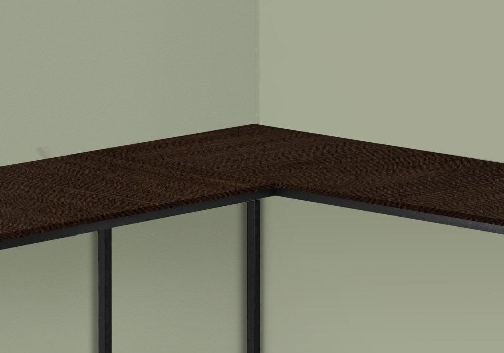 Monarch Specialties - Computer Desk, Home Office, Corner, 58inL, L Shape, Work, Laptop, Metal, Laminate, Brown, Black, Contemporary, Modern - I-7390 veiw 3
