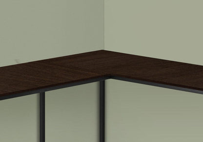 Monarch Specialties - Computer Desk, Home Office, Corner, 58inL, L Shape, Work, Laptop, Metal, Laminate, Brown, Black, Contemporary, Modern - I-7390 veiw 3