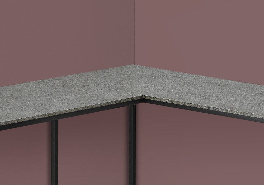 Monarch Specialties - Computer Desk, Home Office, Corner, 58inL, L Shape, Work, Laptop, Metal, Laminate, Grey, Black, Contemporary, Modern - I-7392 veiw 2