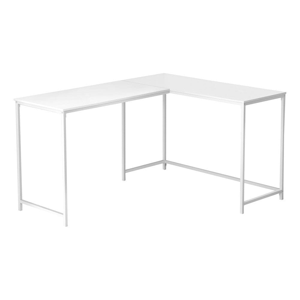 Monarch Specialties - Computer Desk, Home Office, Corner, 58inL, L Shape, Work, Laptop, Metal, Laminate, White, Contemporary, Modern - I-7395 veiw 1