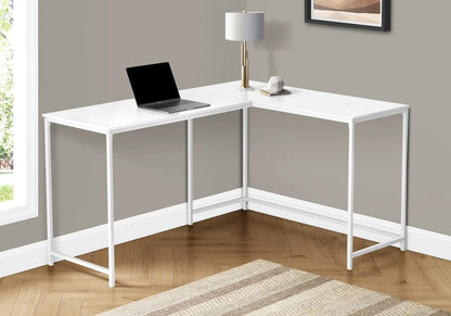 Monarch Specialties - Computer Desk, Home Office, Corner, 58inL, L Shape, Work, Laptop, Metal, Laminate, White, Contemporary, Modern - I-7395 veiw 2