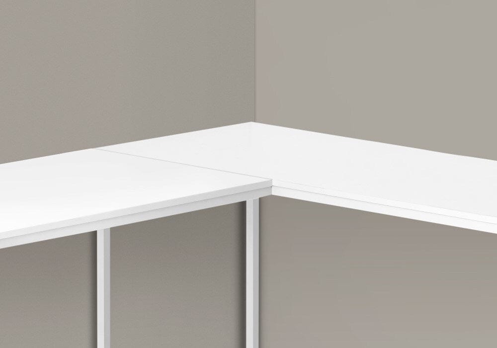 Monarch Specialties - Computer Desk, Home Office, Corner, 58inL, L Shape, Work, Laptop, Metal, Laminate, White, Contemporary, Modern - I-7395 veiw 3