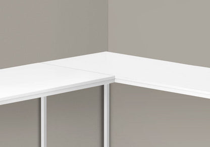Monarch Specialties - Computer Desk, Home Office, Corner, 58inL, L Shape, Work, Laptop, Metal, Laminate, White, Contemporary, Modern - I-7395 veiw 3