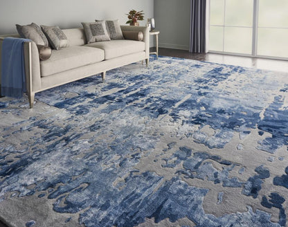 Nourison - Prismatic 12x15in Blue Grey Oversized Area Rug - PRS10-99446477637 veiw 2