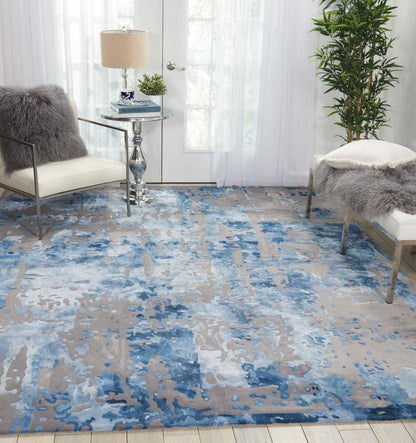 Nourison - Prismatic 79in x 99in Blue Grey Area Rug - PRS10-99446409072 veiw 2