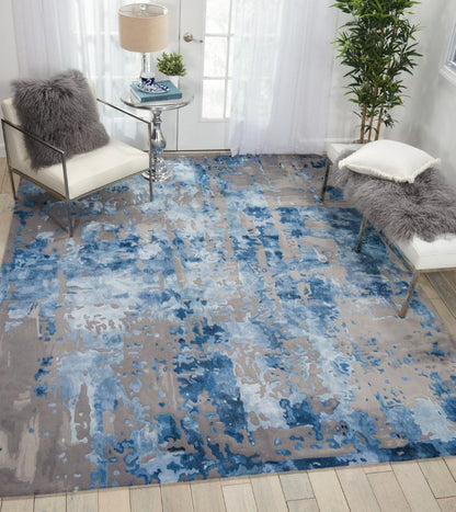 Nourison - Prismatic 79in x 99in Blue Grey Area Rug - PRS10-99446409072 veiw 3
