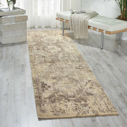 Nourison - Silk Elements SKE19 Beige 25in x 10 Hallway Rug - SKE19-99446295224_CLOSEOUT veiw 2