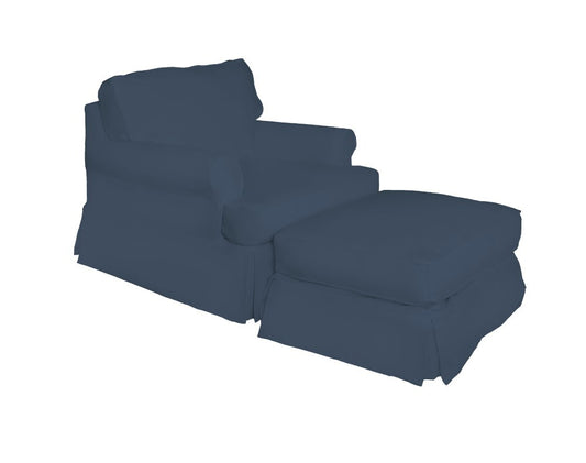 Sunset Trading - Horizon Slipcovered T Cushion Chair With Ottoman Performance Navy Blue - SU-117620-30-391049 veiw 1