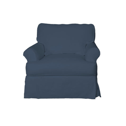 Sunset Trading - Horizon Slipcovered T Cushion Chair With Ottoman Performance Navy Blue - SU-117620-30-391049 veiw 2
