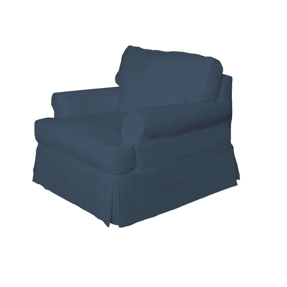 Sunset Trading - Horizon Slipcovered T Cushion Chair With Ottoman Performance Navy Blue - SU-117620-30-391049 veiw 3