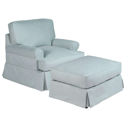 Sunset Trading - Horizon Slipcovered T Cushion Chair With Ottoman Performance Ocean Blue - SU-117620-30-391043 veiw 1