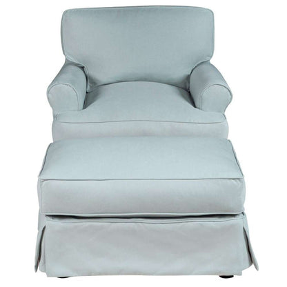 Sunset Trading - Horizon Slipcovered T Cushion Chair With Ottoman Performance Ocean Blue - SU-117620-30-391043 veiw 2