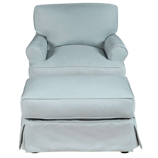 Sunset Trading - Horizon Slipcovered T Cushion Chair With Ottoman Performance Ocean Blue - SU-117620-30-391043 veiw 2
