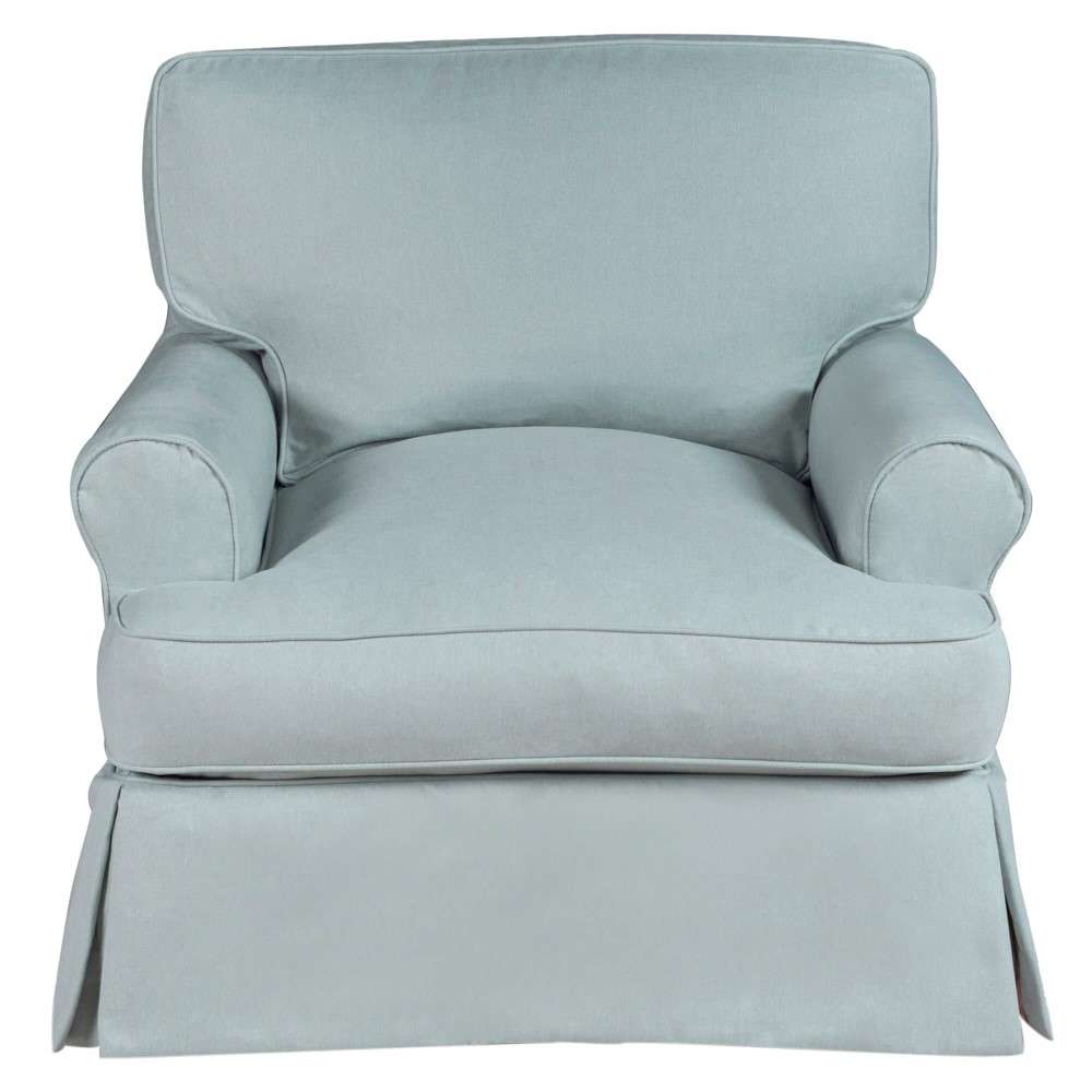 Sunset Trading - Horizon Slipcovered T Cushion Chair With Ottoman Performance Ocean Blue - SU-117620-30-391043 veiw 3