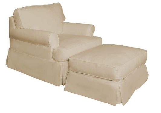 Sunset Trading - Horizon Slipcovered T Cushion Chair With Ottoman Performance Tan - SU-117620-30-391084 veiw 1
