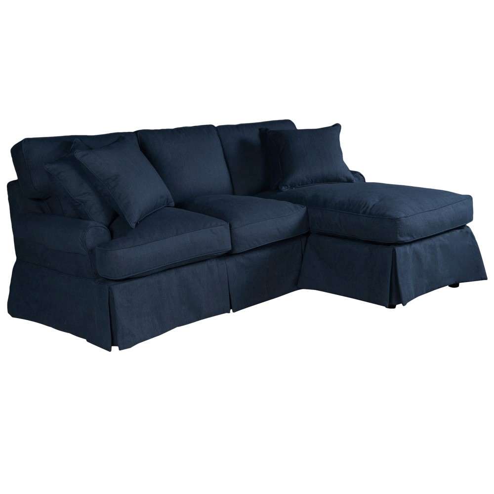 Sunset Trading - Horizon Slipcovered Sleeper Sofa With Chaise Performance Navy Blue - SU-117678-391049 veiw 3