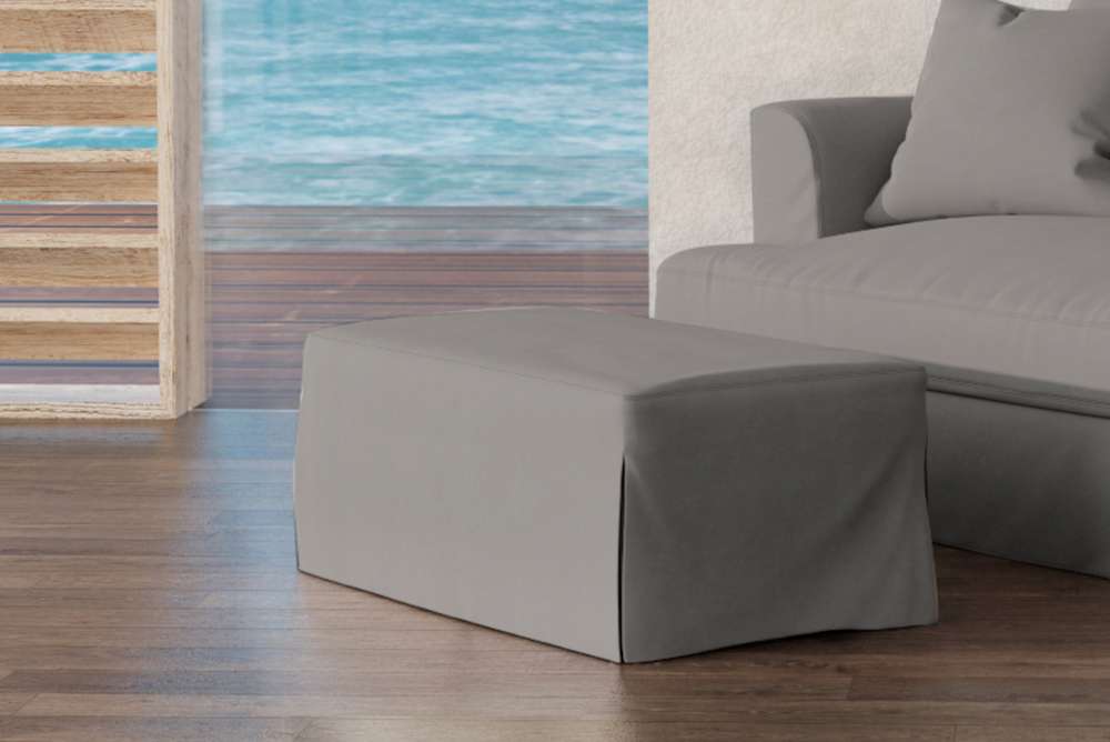 Sunset Trading -  Newport  Slipcovered 44in Wide Ottoman Gray - SY-130030-391094 veiw 2