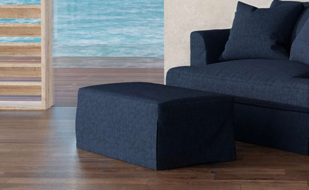 Sunset Trading -  Newport  Slipcovered 44in Wide Ottoman Navy Blue - SY-130030-391049 veiw 2