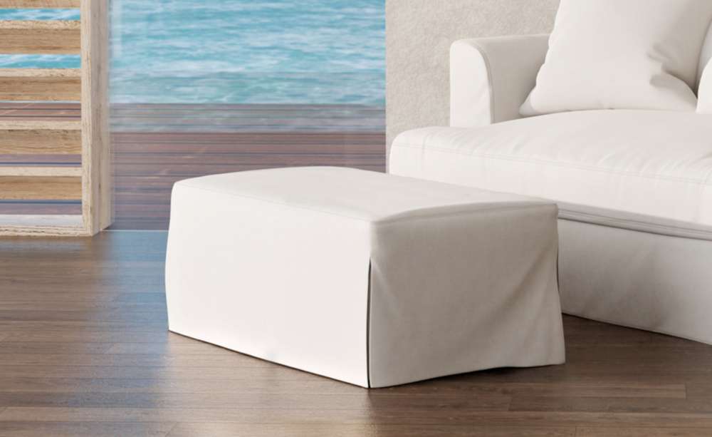 Sunset Trading -  Newport  Slipcovered 44in Wide Ottoman White - SY-130030-391081 veiw 2