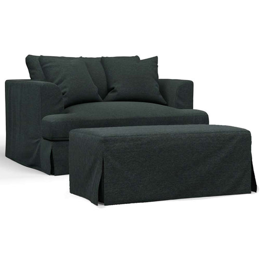 Sunset Trading -  Newport  Slipcovered 52in Wide Chair and A Half with Ottoman Dark Gray - SY-130015-30-391098 veiw 1