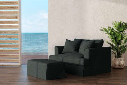 Sunset Trading -  Newport  Slipcovered 52in Wide Chair and A Half with Ottoman Dark Gray - SY-130015-30-391098 veiw 6