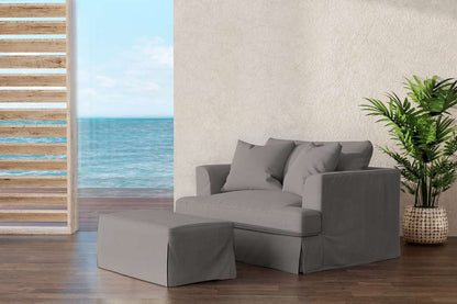 Sunset Trading -  Newport  Slipcovered 52in Wide Chair and A Half with Ottoman Gray - SY-130015-30-391094 veiw 6