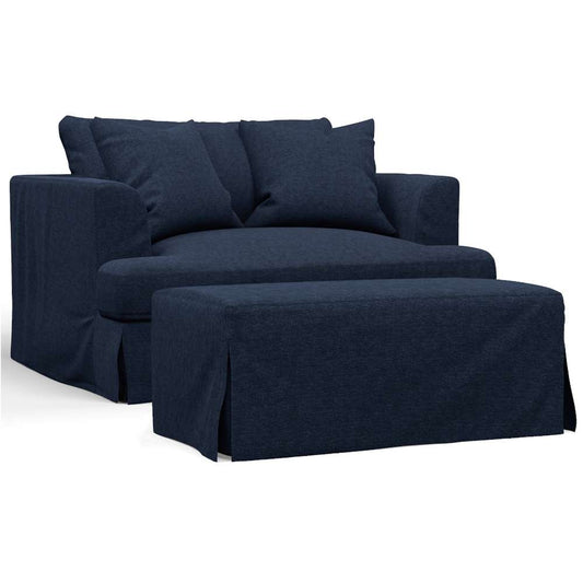 Sunset Trading -  Newport  Slipcovered 52in Wide Chair and A Half with Ottoman Navy Blue - SY-130015-30-391049 veiw 1