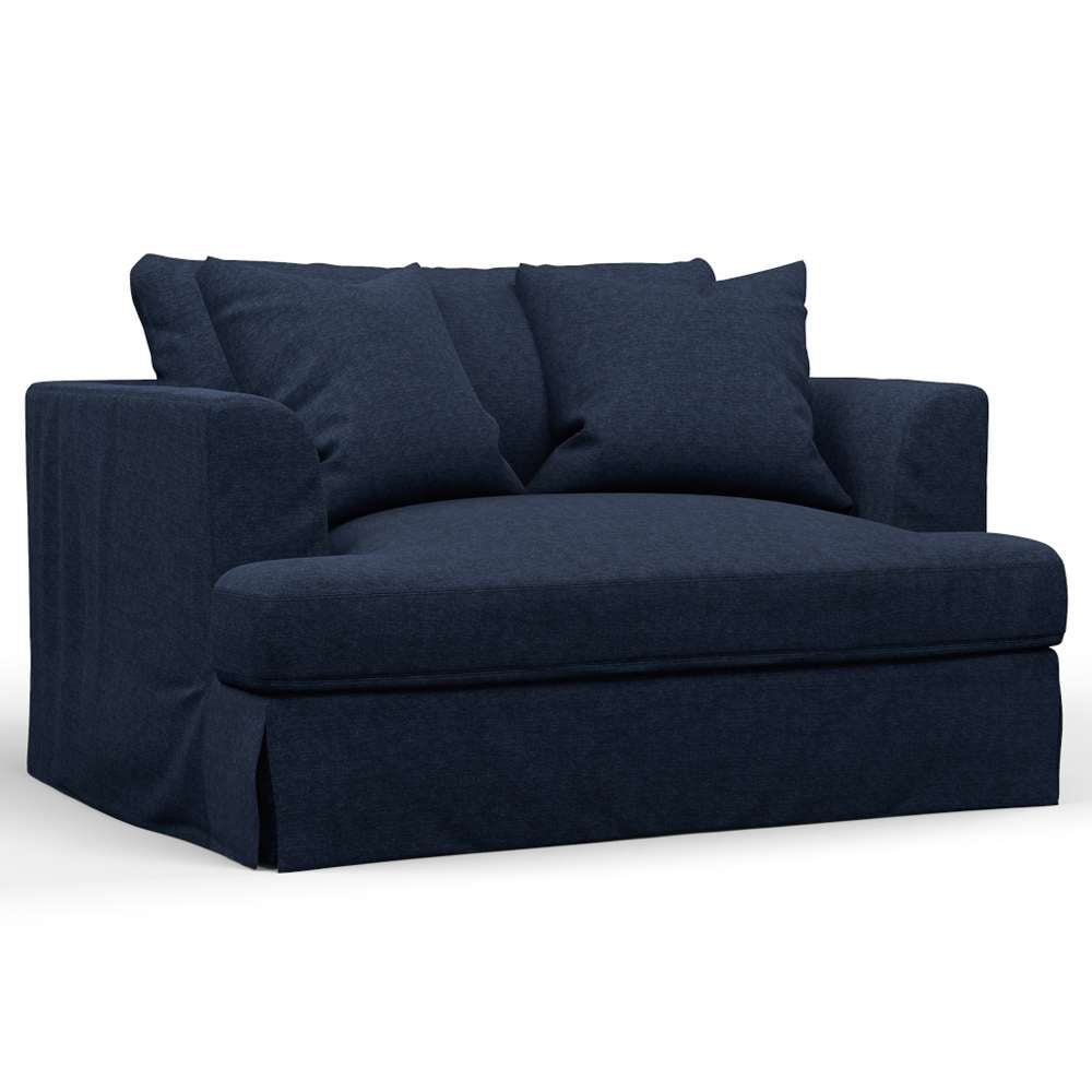 Sunset Trading -  Newport  Slipcovered 52in Wide Chair and A Half with Ottoman Navy Blue - SY-130015-30-391049 veiw 2